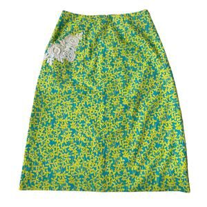 The Lilly by Lilly Pulitzer Blue&Yellow Floral A-line Women Skirt Sz Small  6-27